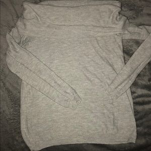 Grey sweater off the shoulder